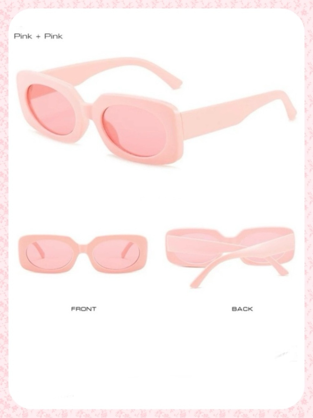🕶PINK ON PINK SEXY SOPHISTICATED LUXURY RECTANGLE RETRO STATEMENT SUNNIES